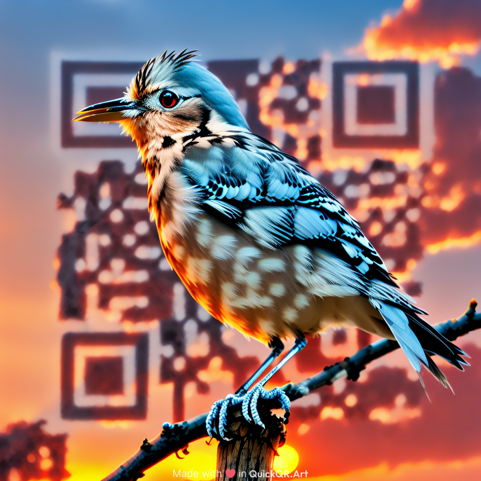  a mocking bird with sunset behind