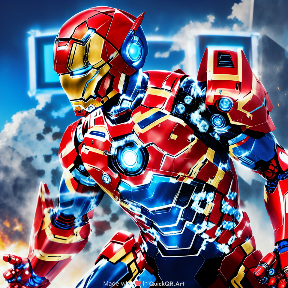 Blue tiger with iron man suit
